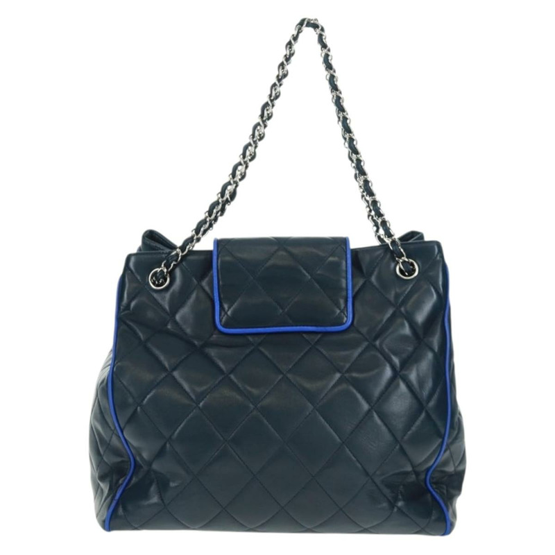 【日本直送】香奈兒 (CHANEL) 絎縫鏈條肩背包/手提包,羊皮材質,海軍藍,CC標誌,正品編號 163283SAV-1