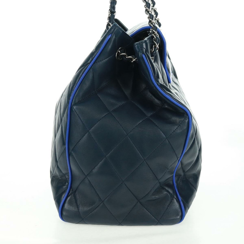 【日本直送】香奈兒 (CHANEL) 絎縫鏈條肩背包/手提包,羊皮材質,海軍藍,CC標誌,正品編號 163283SAV-2