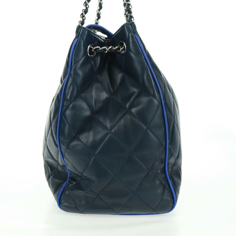 【日本直送】香奈兒 (CHANEL) 絎縫鏈條肩背包/手提包,羊皮材質,海軍藍,CC標誌,正品編號 163283SAV-3