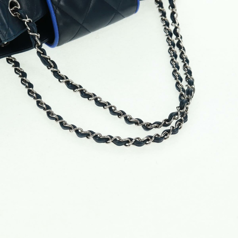 【日本直送】香奈兒 (CHANEL) 絎縫鏈條肩背包/手提包,羊皮材質,海軍藍,CC標誌,正品編號 163283SAV-6