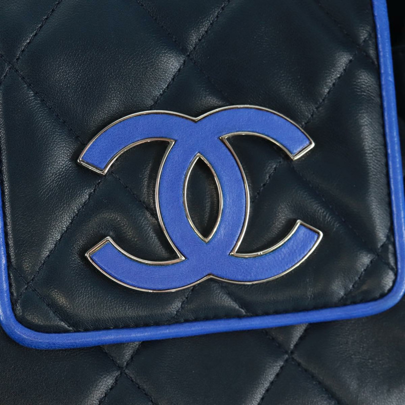 【日本直送】香奈兒 (CHANEL) 絎縫鏈條肩背包/手提包,羊皮材質,海軍藍,CC標誌,正品編號 163283SAV-16