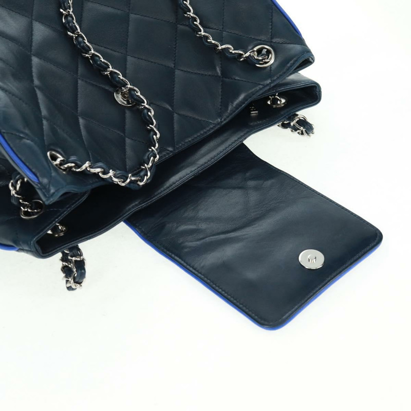 【日本直送】香奈兒 (CHANEL) 絎縫鏈條肩背包/手提包,羊皮材質,海軍藍,CC標誌,正品編號 163283SAV-17