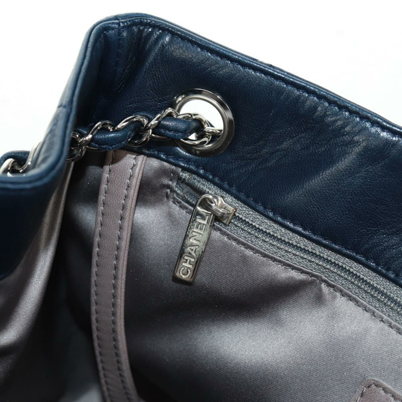 【日本直送】香奈兒 (CHANEL) 絎縫鏈條肩背包/手提包,羊皮材質,海軍藍,CC標誌,正品編號 163283SAV-22