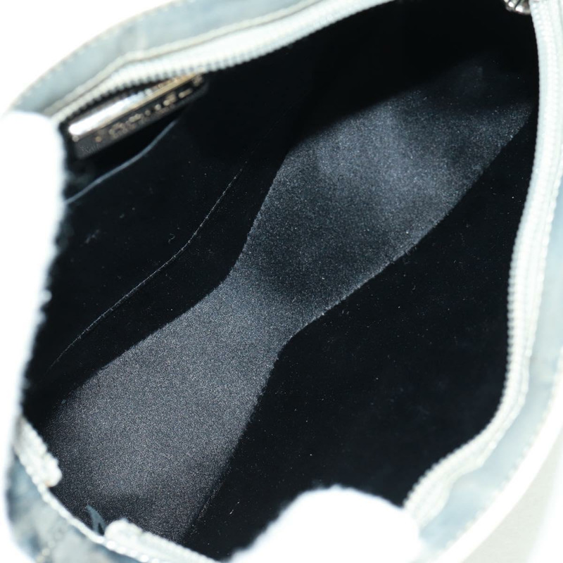 【日本直送】香奈兒銀色皮革手拿包,附雙C標誌,貨號162899V-9