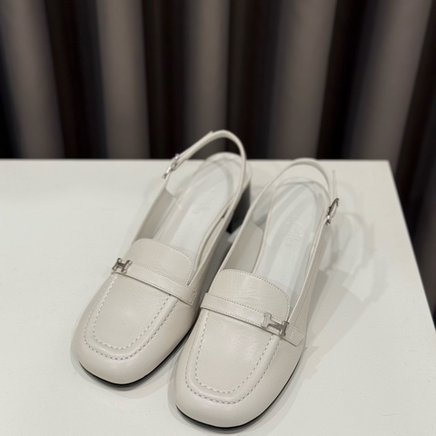 (全新甜價）Hermes愛馬仕 皮革粗根瑪莉珍鞋 37半