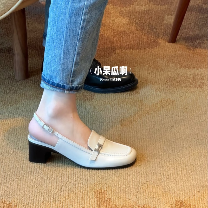 (全新甜價）Hermes愛馬仕 皮革粗根瑪莉珍鞋 37半-4