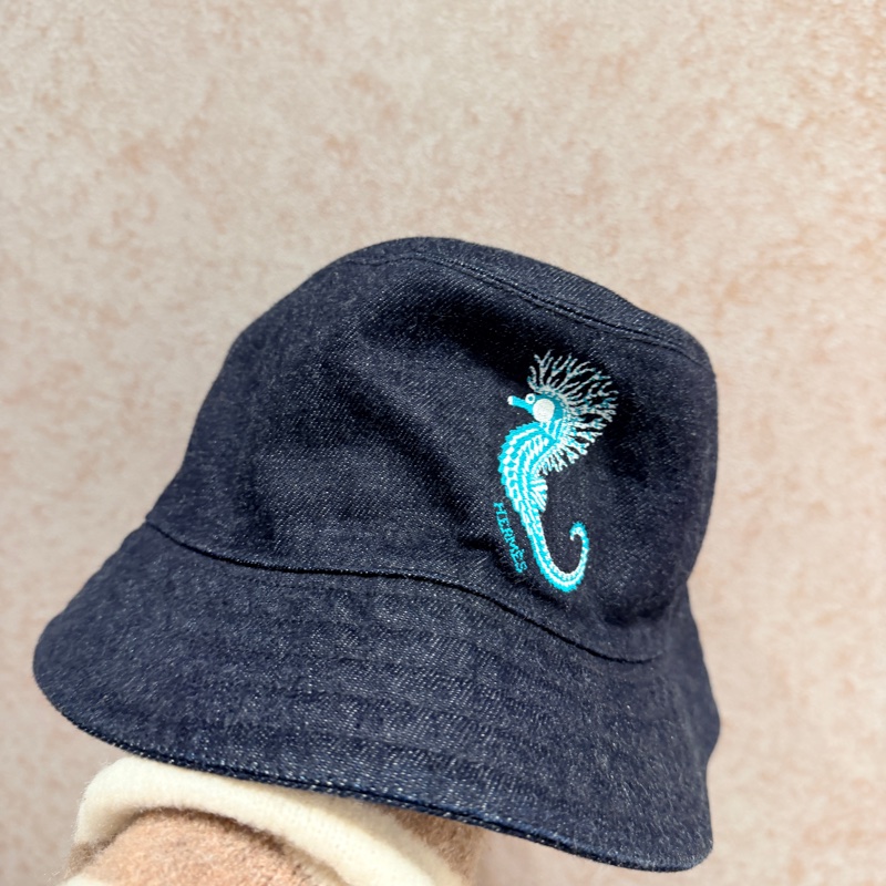 HERMES 牛仔海馬刺繡漁夫帽 59-4