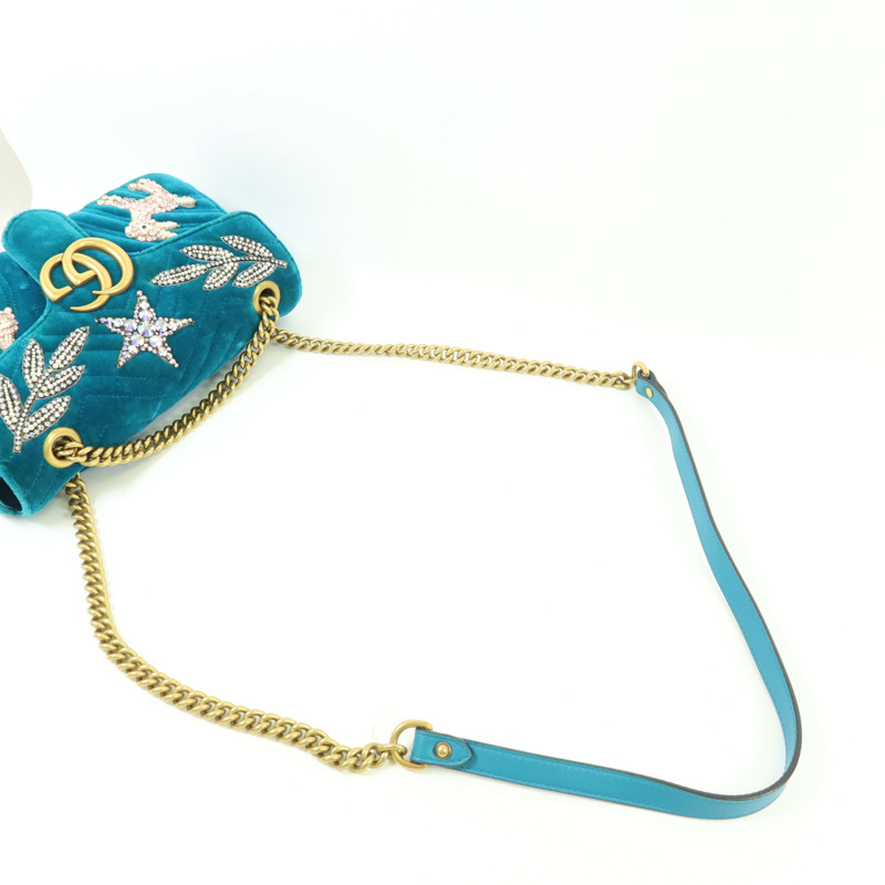 GUCCI 天鵝絨GG Marmont金扣鏈帶肩背袋-7