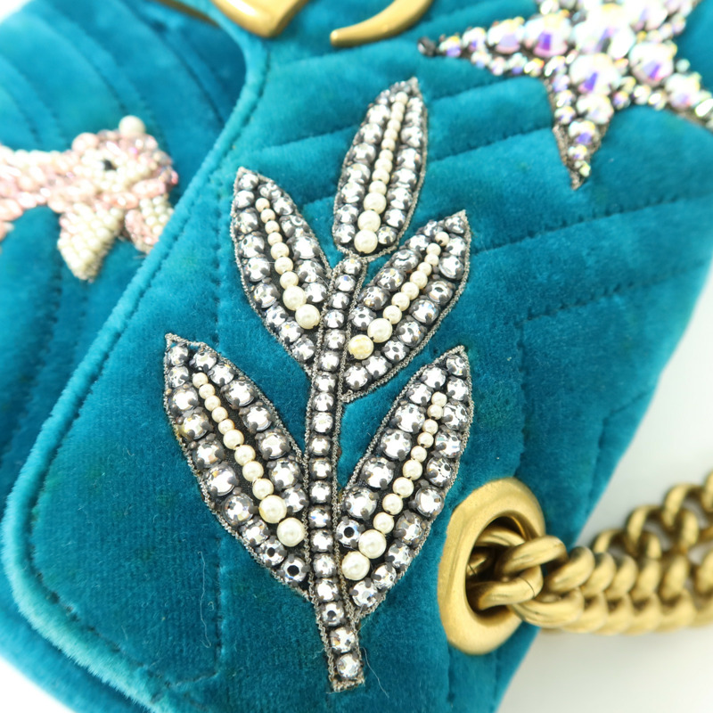 GUCCI 天鵝絨GG Marmont金扣鏈帶肩背袋-10