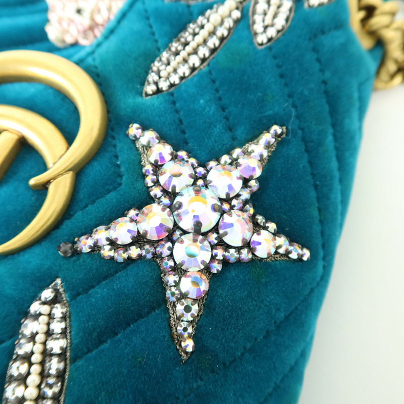 GUCCI 天鵝絨GG Marmont金扣鏈帶肩背袋-11