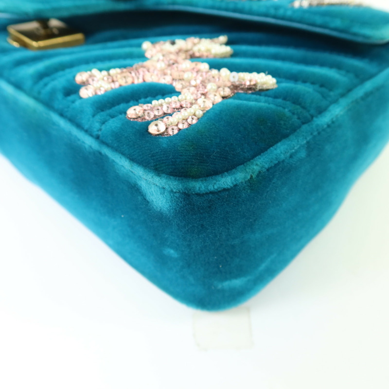 GUCCI 天鵝絨GG Marmont金扣鏈帶肩背袋-12