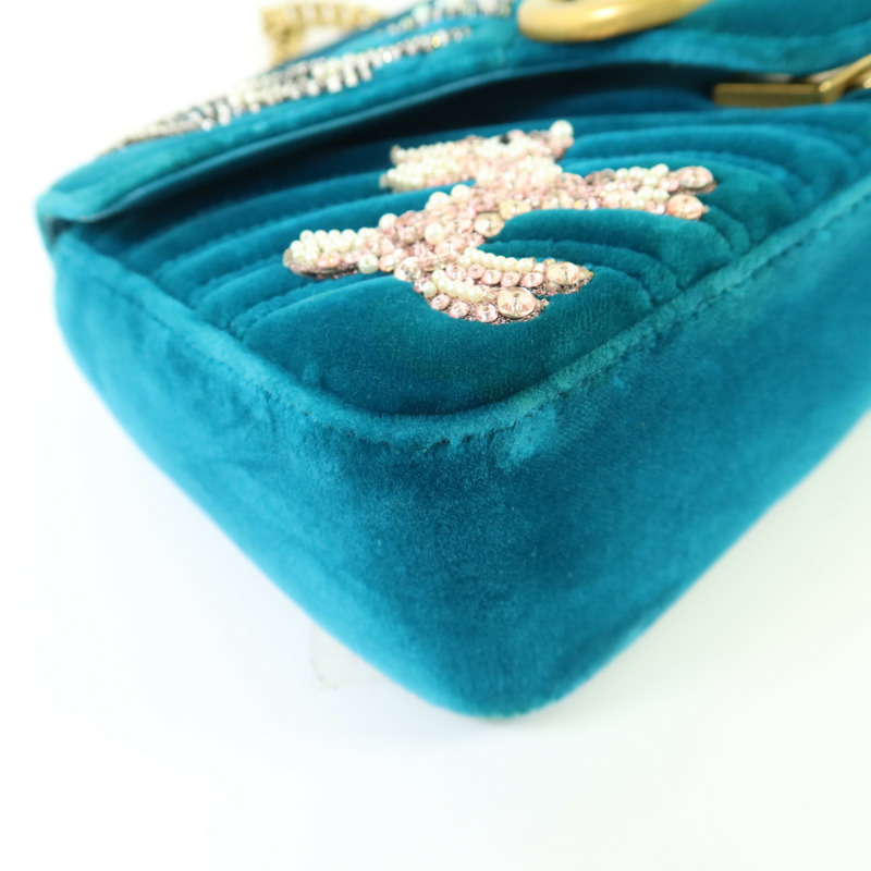 GUCCI 天鵝絨GG Marmont金扣鏈帶肩背袋-13