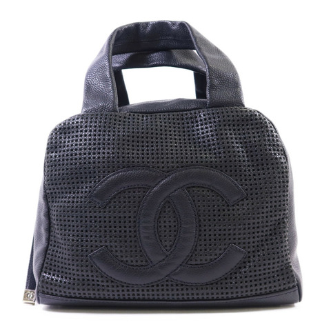 CHANEL 皮革Handbag銀扣手挽袋