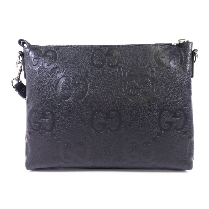 GUCCI 牛皮皮革Jumbo GG銀扣肩背袋-1