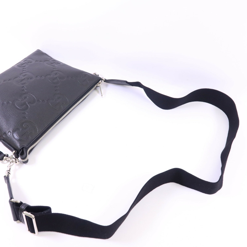 GUCCI 牛皮皮革Jumbo GG銀扣肩背袋-8