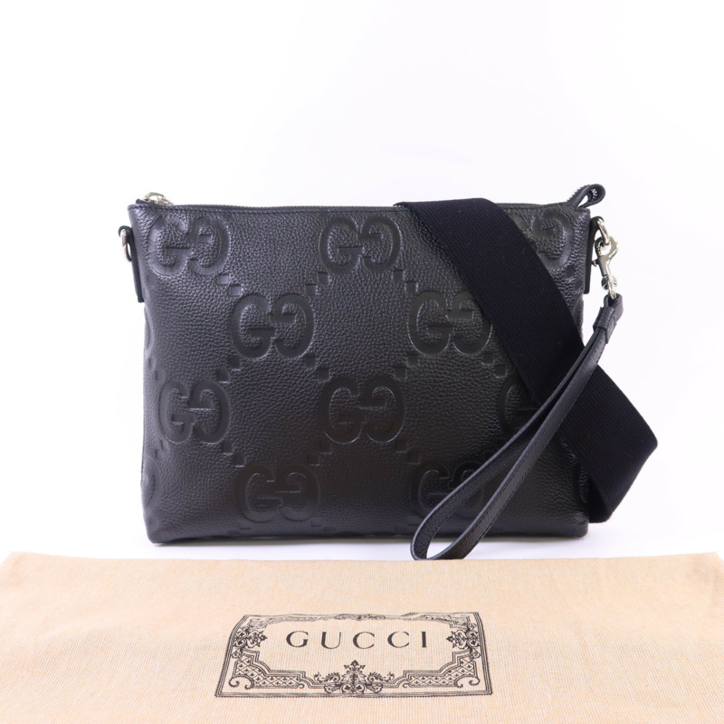 GUCCI 牛皮皮革Jumbo GG銀扣肩背袋-9