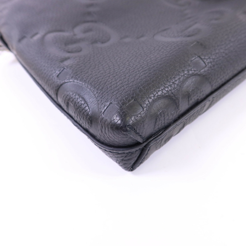 GUCCI 牛皮皮革Jumbo GG銀扣肩背袋-16