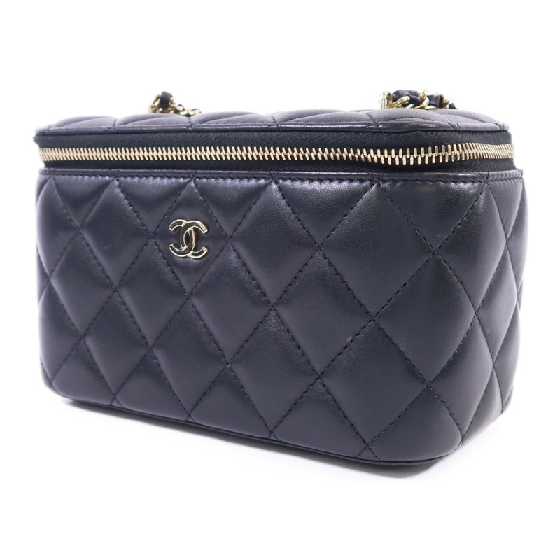 CHANEL 羊皮皮革Vanity Case金扣鏈帶肩背袋-2