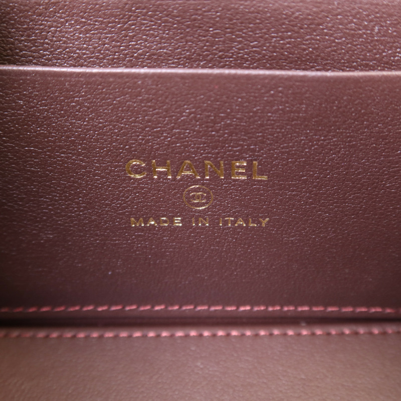 CHANEL 羊皮皮革Vanity Case金扣鏈帶肩背袋-5