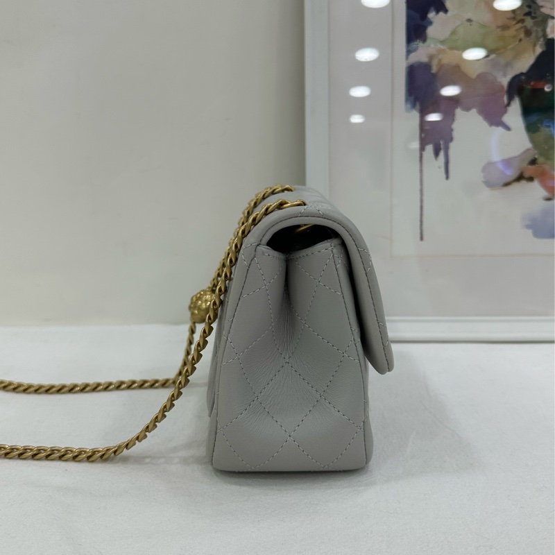 Chanel 香奈兒 25P淡藍色山茶花方胖子 晶片 有購證-2