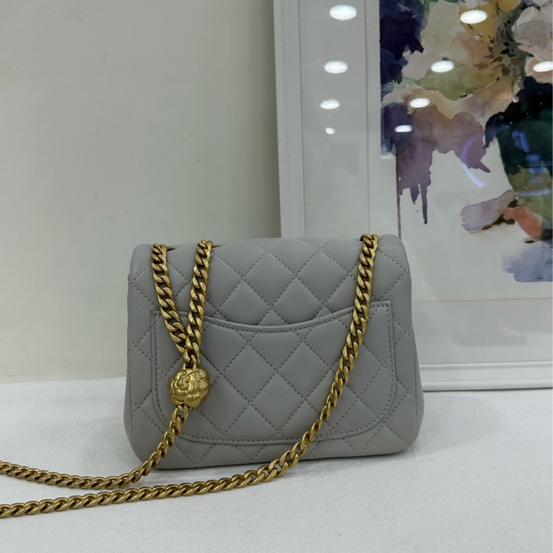 Chanel 香奈兒 25P淡藍色山茶花方胖子 晶片 有購證-3