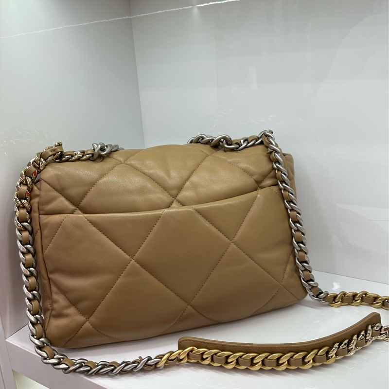 Chanel香奈兒19bag 22B駝色手提斜背包中型晶片款!有購證-2