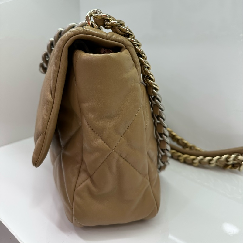 Chanel香奈兒19bag 22B駝色手提斜背包中型晶片款!有購證-3