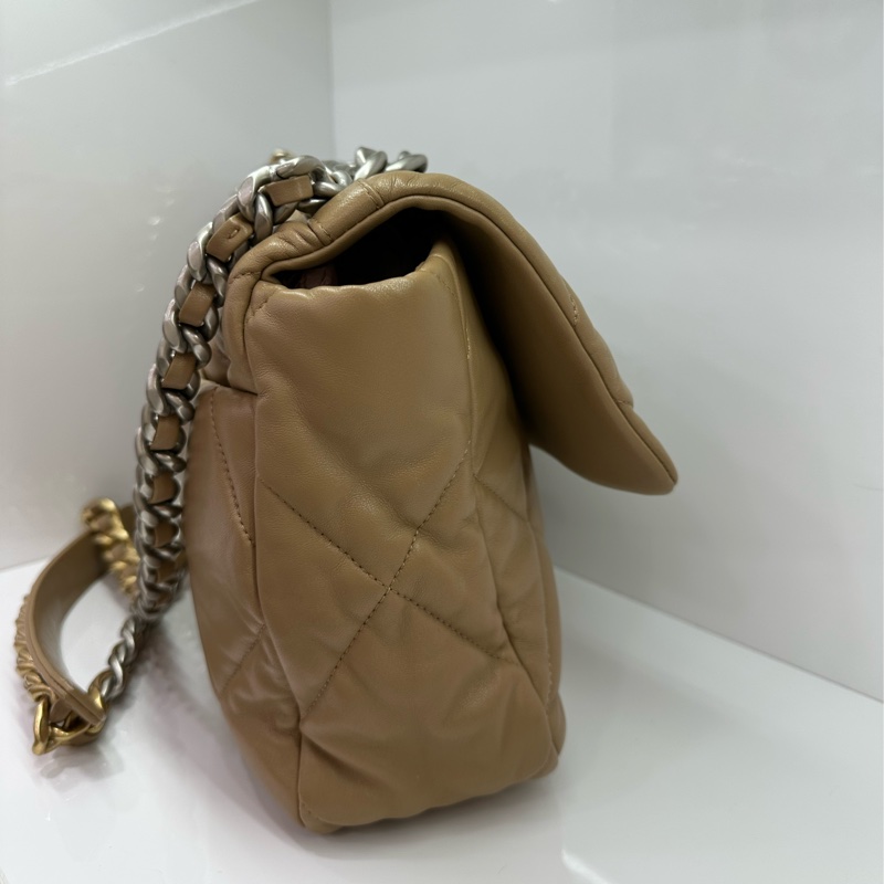 Chanel香奈兒19bag 22B駝色手提斜背包中型晶片款!有購證-4