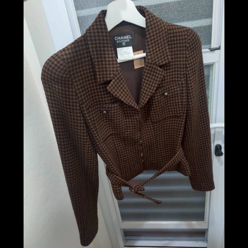Chanel 咖黑小千鳥格外套-4