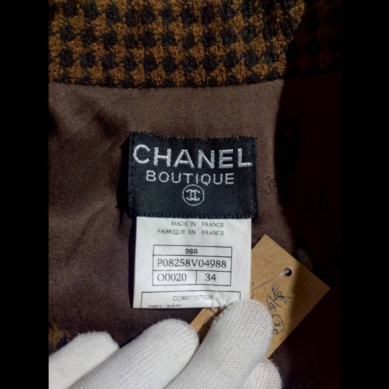 Chanel 咖黑小千鳥格外套-16