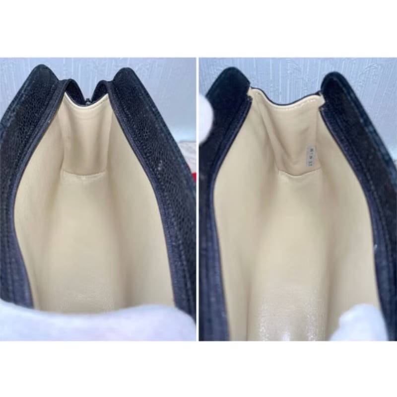 【LA LUNE】中古二手Chanel黑色魚子醬皮革側背包 斜背包 皮革包 單肩包 古董-7