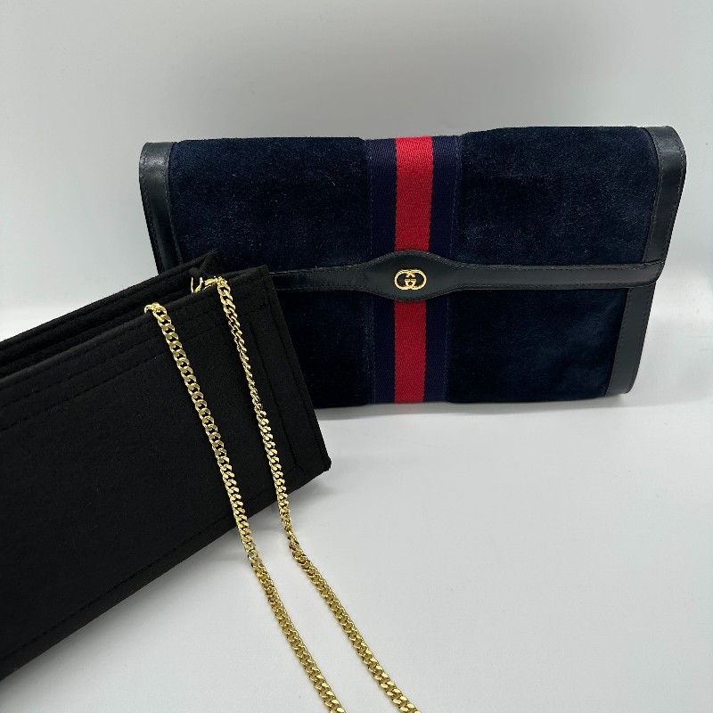 Gucci海軍藍配紅色手拿包 附贈內裡包和鏈條可斜背 已驗證真品-1