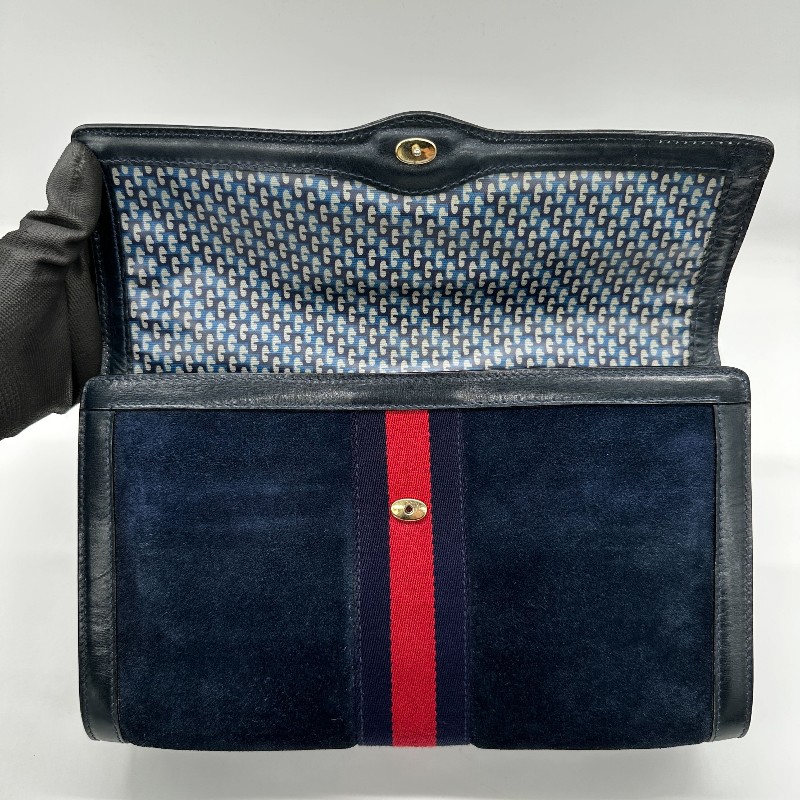 Gucci海軍藍配紅色手拿包 附贈內裡包和鏈條可斜背 已驗證真品-2