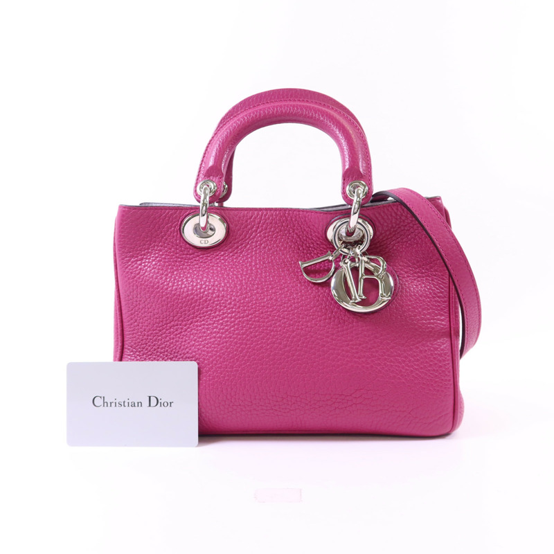 Dior 牛皮皮革Diorissimo銀扣手挽肩背兩用袋-9
