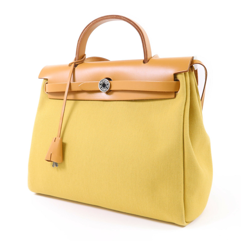 HERMES 帆布Herbag PM銀扣手挽肩背兩用袋Soleil-2