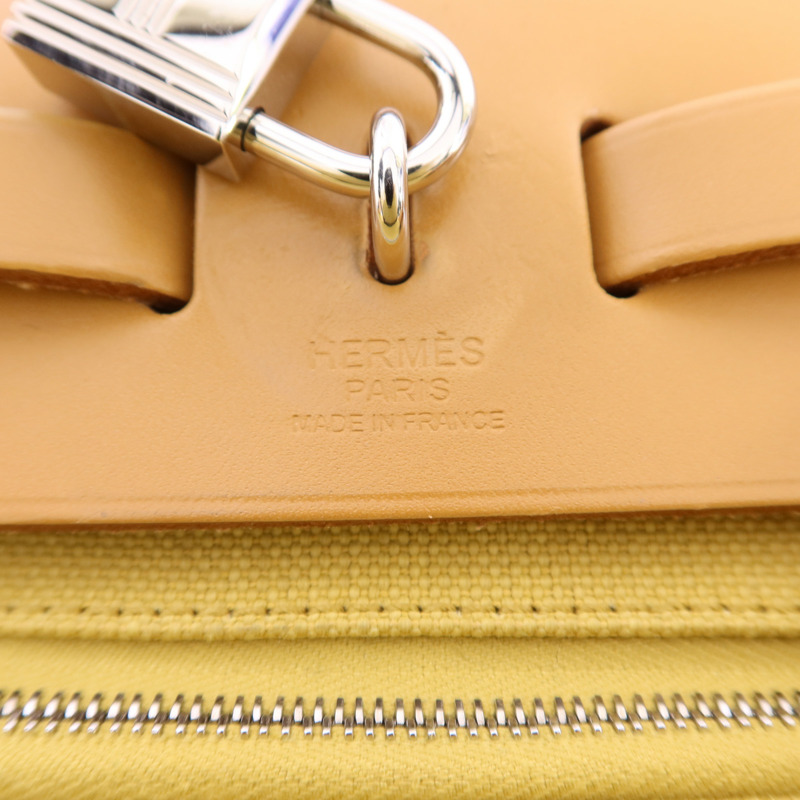 HERMES 帆布Herbag PM銀扣手挽肩背兩用袋Soleil-5