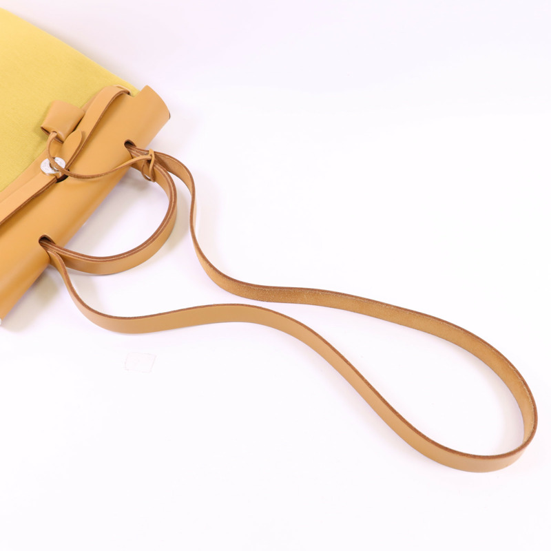 HERMES 帆布Herbag PM銀扣手挽肩背兩用袋Soleil-7