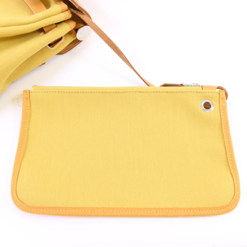 HERMES 帆布Herbag PM銀扣手挽肩背兩用袋Soleil-11
