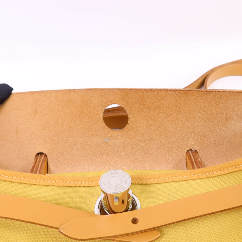 HERMES 帆布Herbag PM銀扣手挽肩背兩用袋Soleil-19