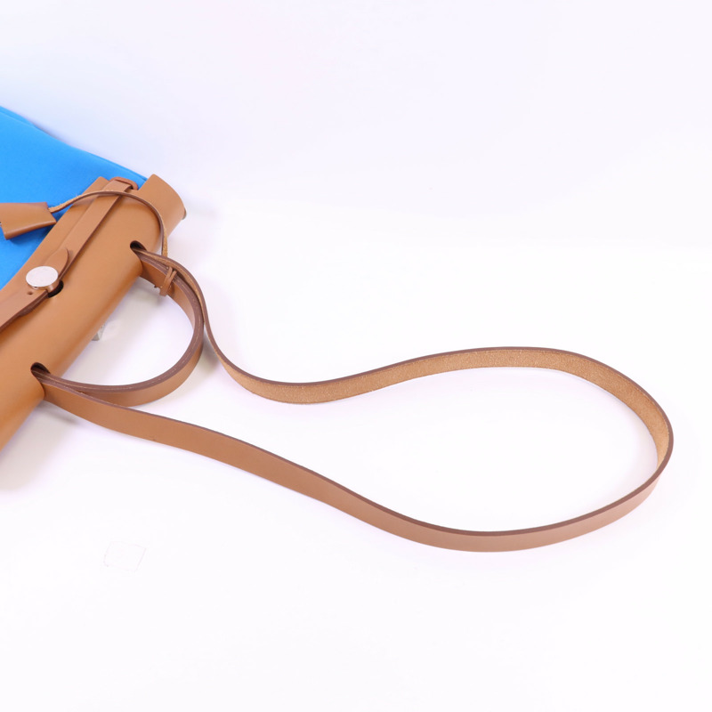 HERMES 帆布Herbag PM銀扣手挽肩背兩用袋Bleu Izmir/Ruby-7