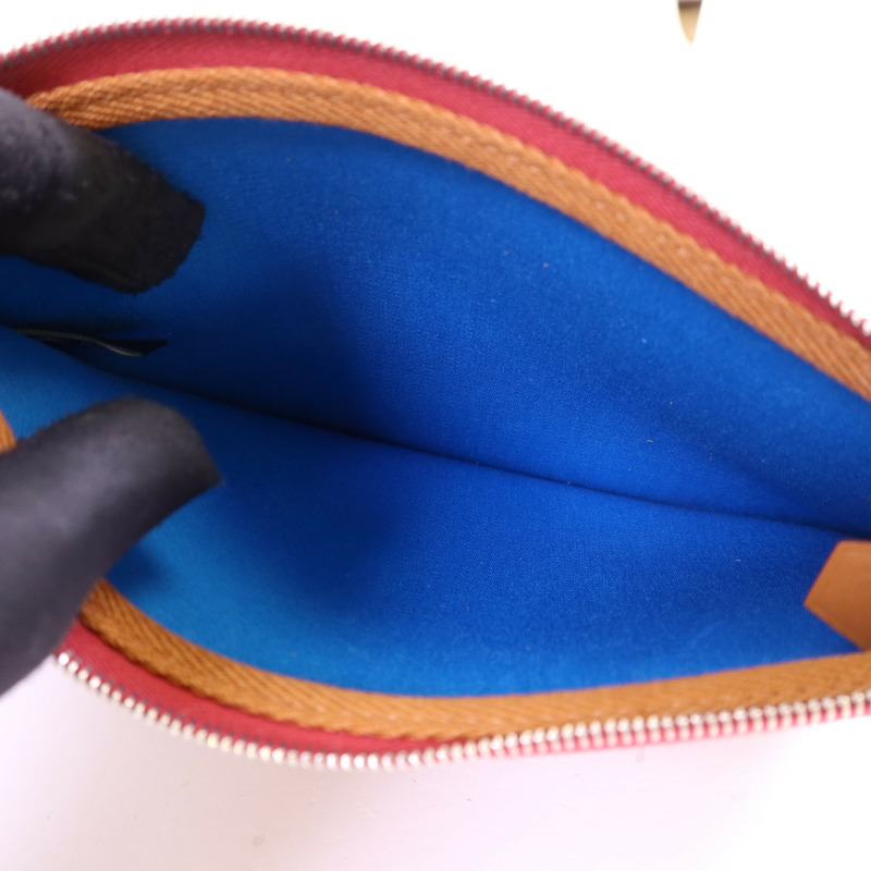 HERMES 帆布Herbag PM銀扣手挽肩背兩用袋Bleu Izmir/Ruby-12