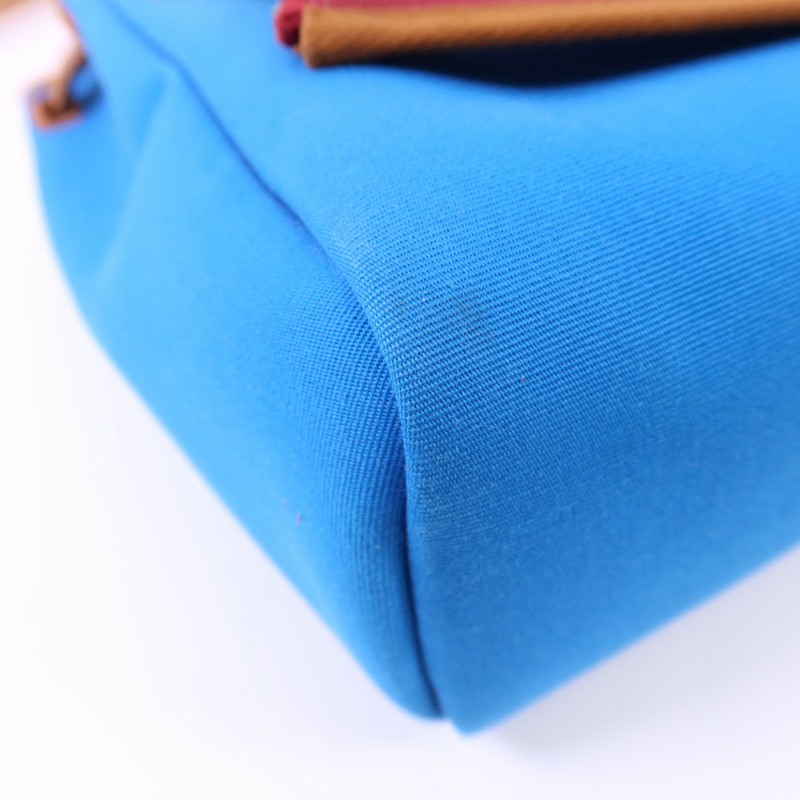 HERMES 帆布Herbag PM銀扣手挽肩背兩用袋Bleu Izmir/Ruby-14