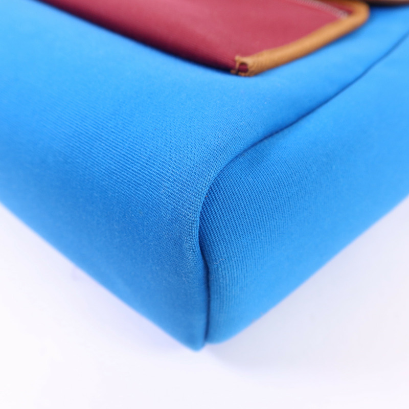 HERMES 帆布Herbag PM銀扣手挽肩背兩用袋Bleu Izmir/Ruby-15