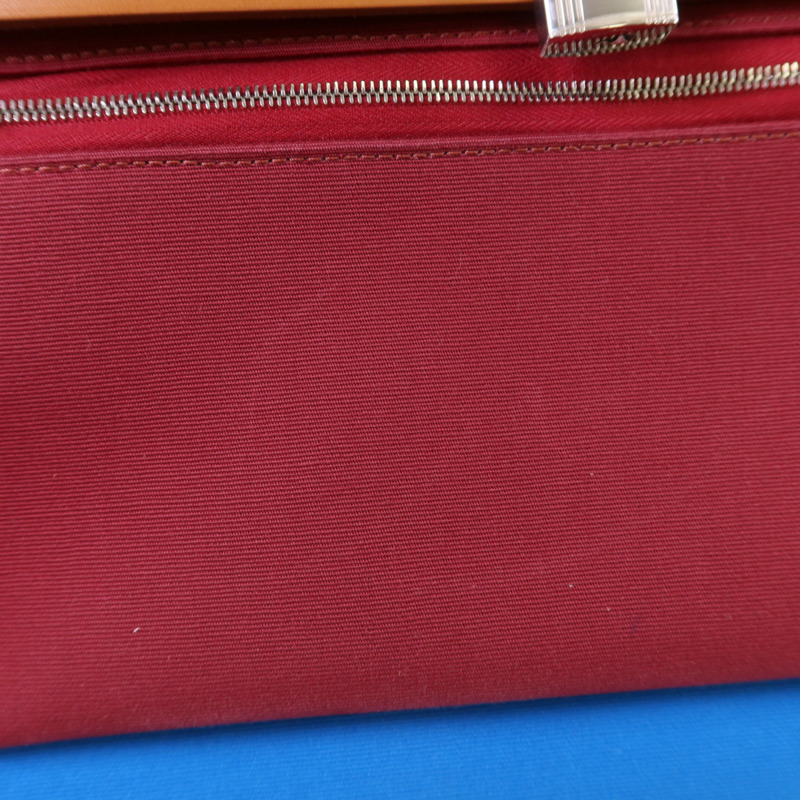 HERMES 帆布Herbag PM銀扣手挽肩背兩用袋Bleu Izmir/Ruby-17