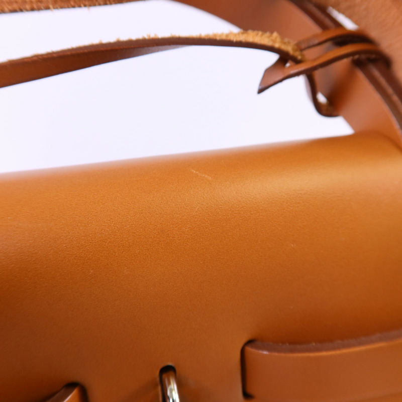 HERMES 帆布Herbag PM銀扣手挽肩背兩用袋Bleu Izmir/Ruby-18