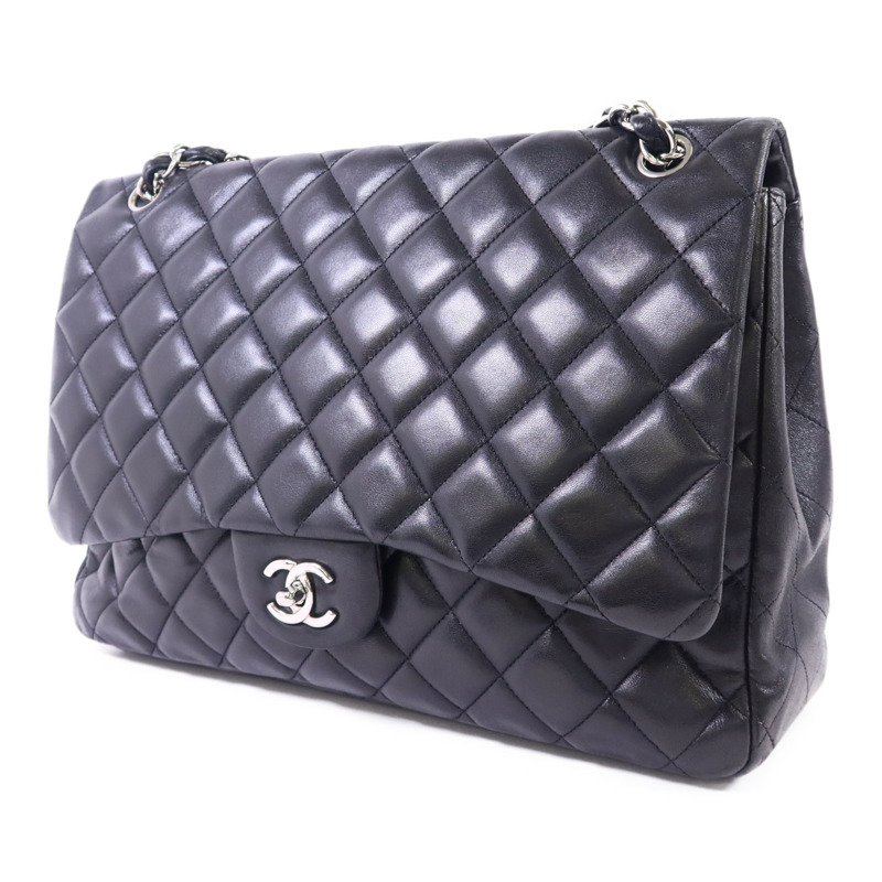CHANEL 羊皮皮革Maxi Classic銀扣鏈帶肩背袋-2