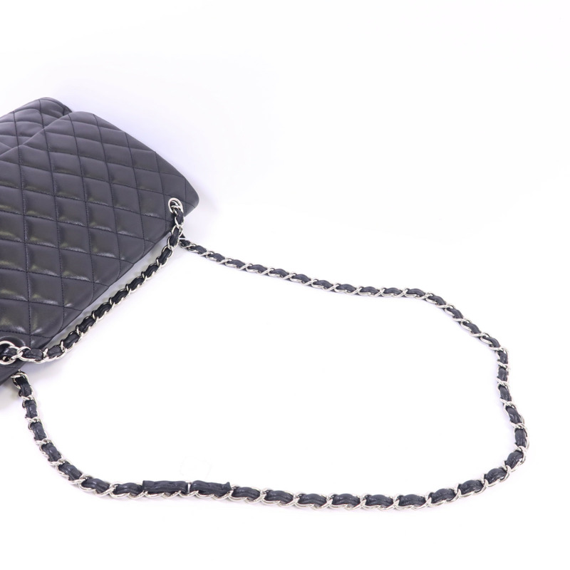 CHANEL 羊皮皮革Maxi Classic銀扣鏈帶肩背袋-7