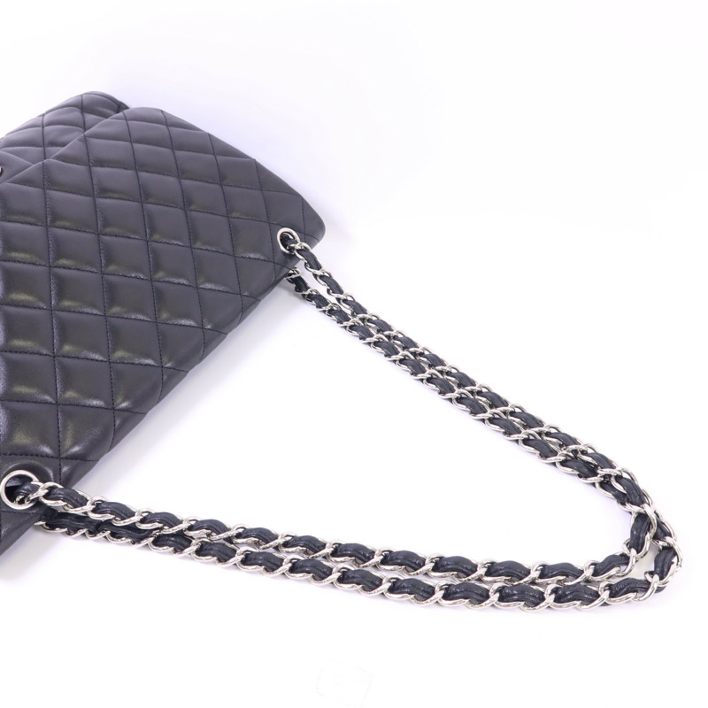 CHANEL 羊皮皮革Maxi Classic銀扣鏈帶肩背袋-8