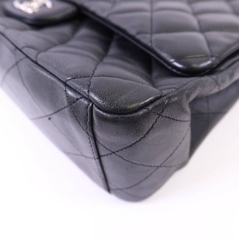 CHANEL 羊皮皮革Maxi Classic銀扣鏈帶肩背袋-11