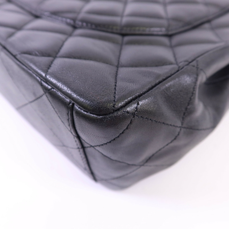 CHANEL 羊皮皮革Maxi Classic銀扣鏈帶肩背袋-13